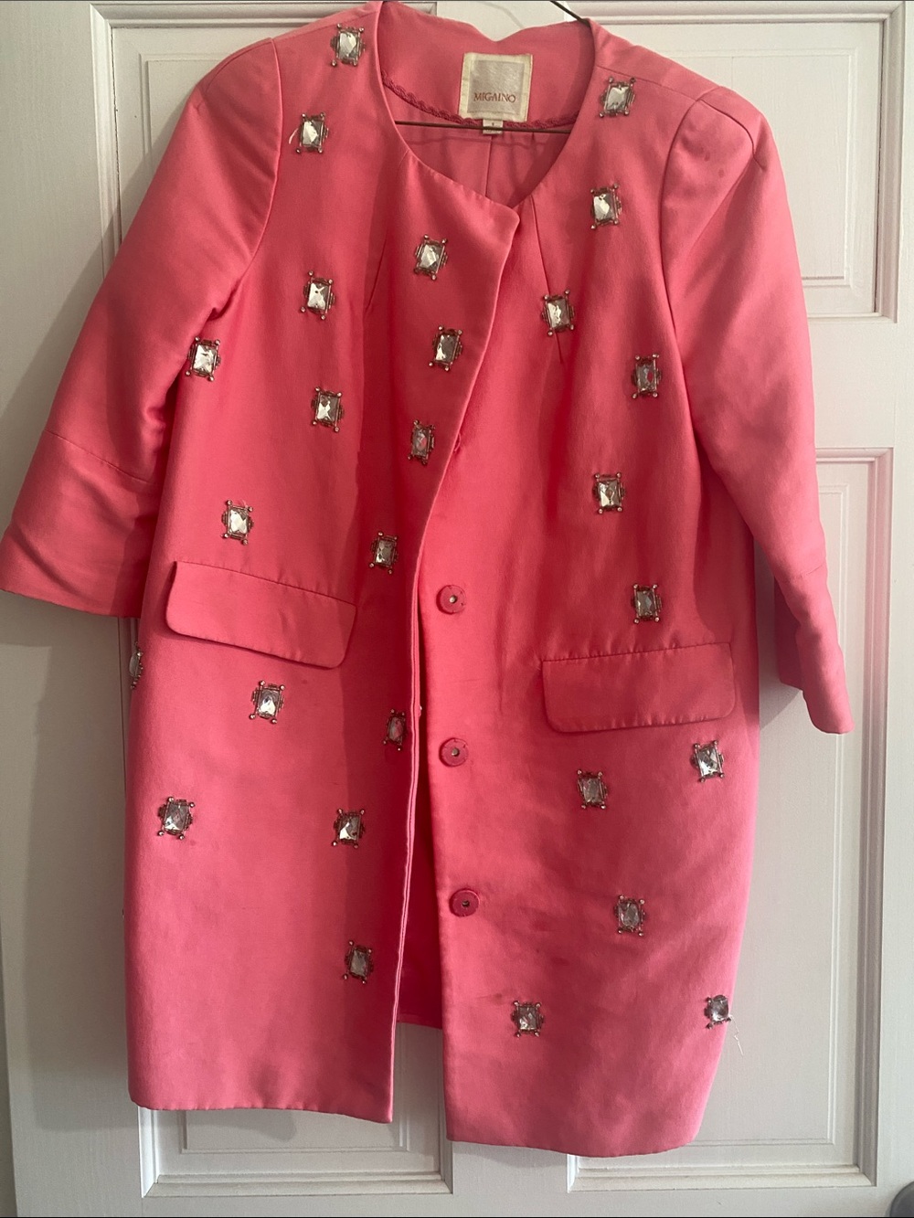 Embellished Pink Pea Coat by